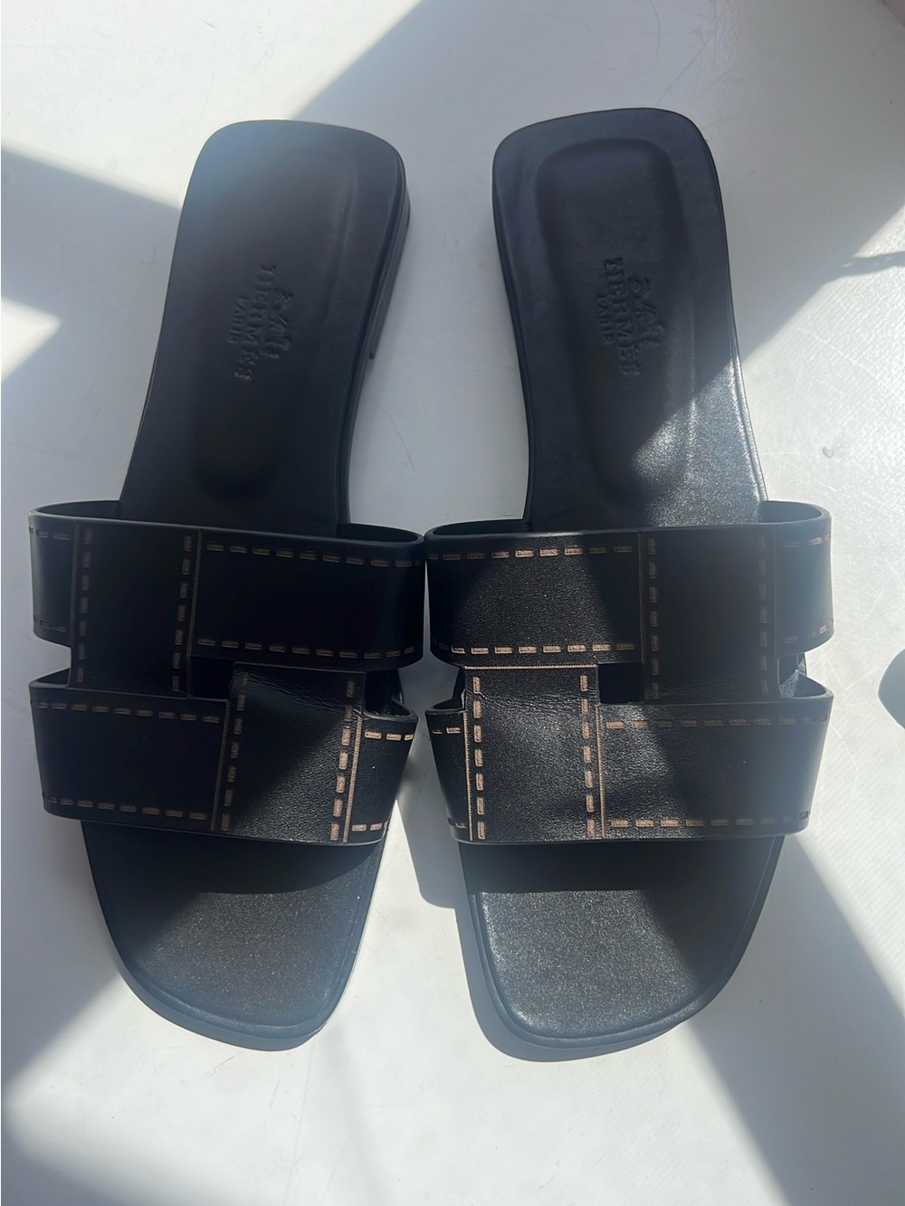 Black Slide Sandals - Cutout Strap